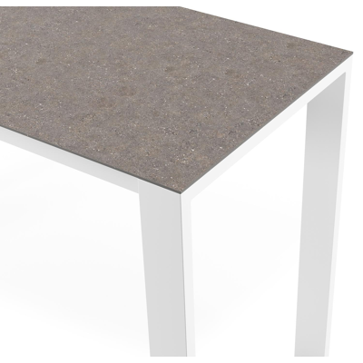Verato bartafel rechthoekig in wit aluminium en volkeramiek Wulong - L 170 x B 70 x H 106 cm