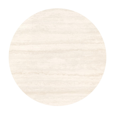 Table de jardin Fano ronde en aluminium beige et céramique pleine Travertino Bianco - Diam. 85 x Haut. 74 cm