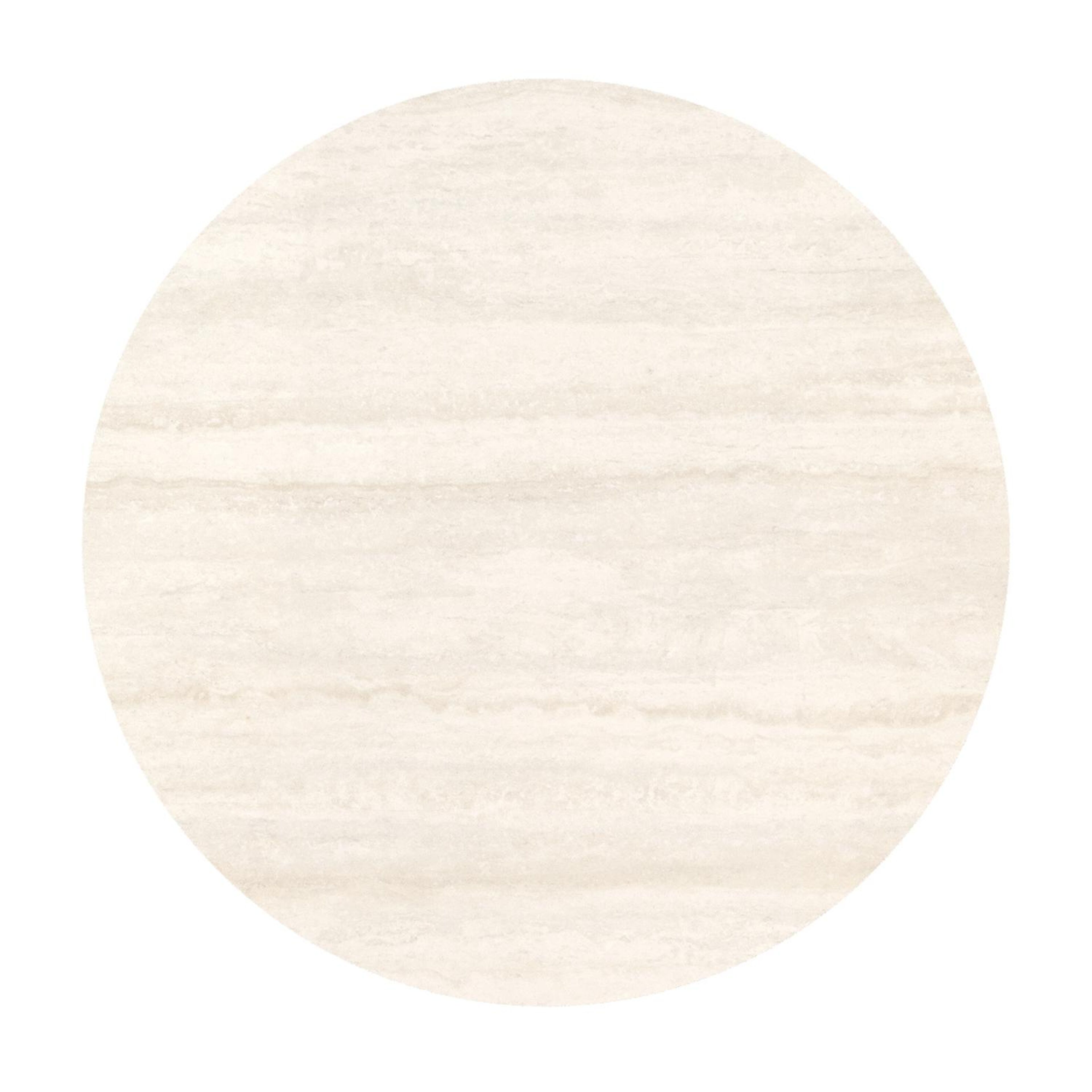 Table de jardin Fano ronde en aluminium beige et céramique pleine Travertino Bianco - Diam. 85 x Haut. 75 cm