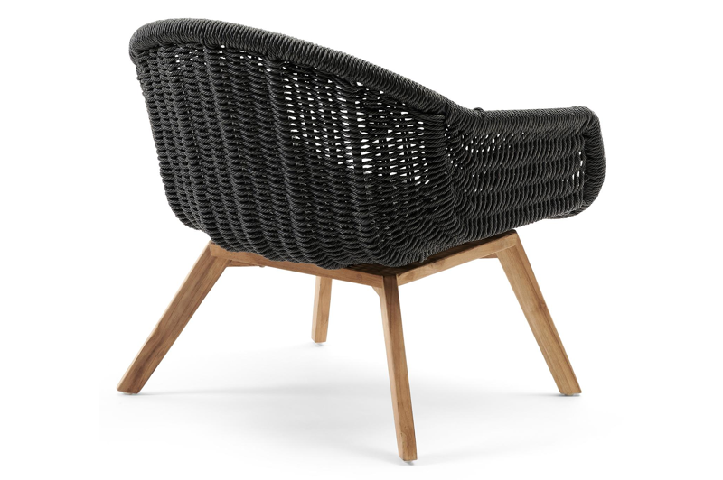 Pagino loungestoel 1-zit in teak en naturel gedraaide ronde wicker