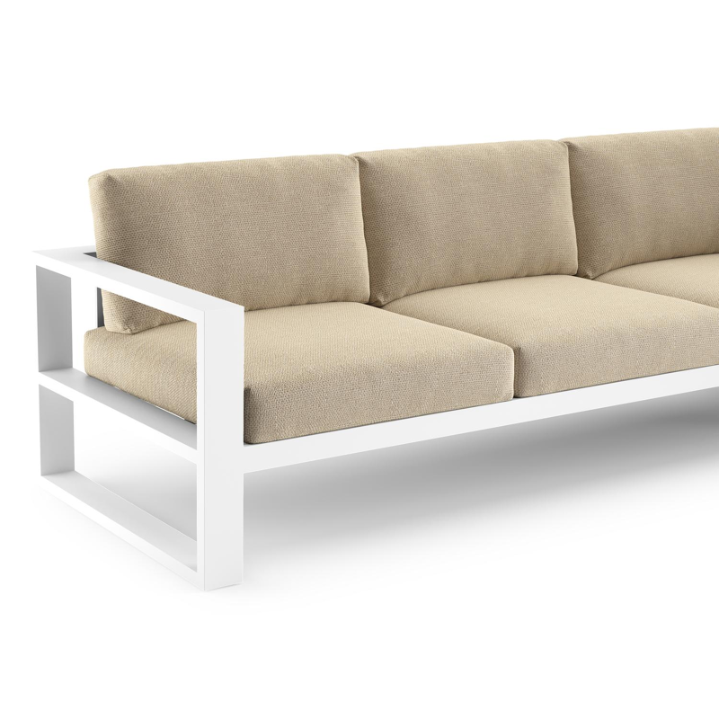 Verato loungebank in wit aluminium met althea camel all weather cosytica kussen