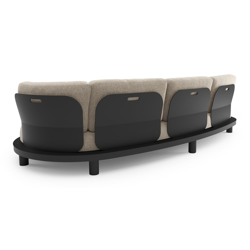 Canapé de jardin Donato en aluminium noir et coussins en all weather sunbrella® luxe chartres pewter