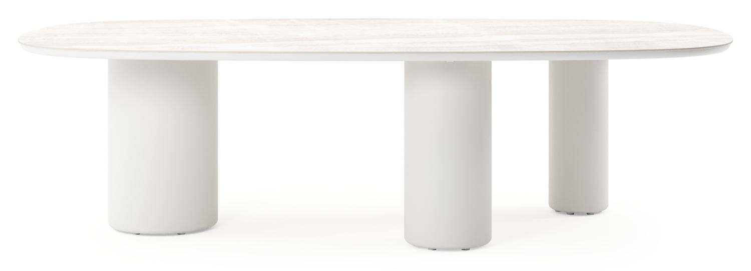 Amico tuintafel bombo xl in wit aluminium en volkeramiek Taj Mahal - L 270 x B 148 x H 73.5 cm