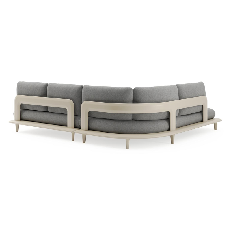 Bomero loungehoek in beige aluminium met heritage slate all weather sunbrella® luxe kussen