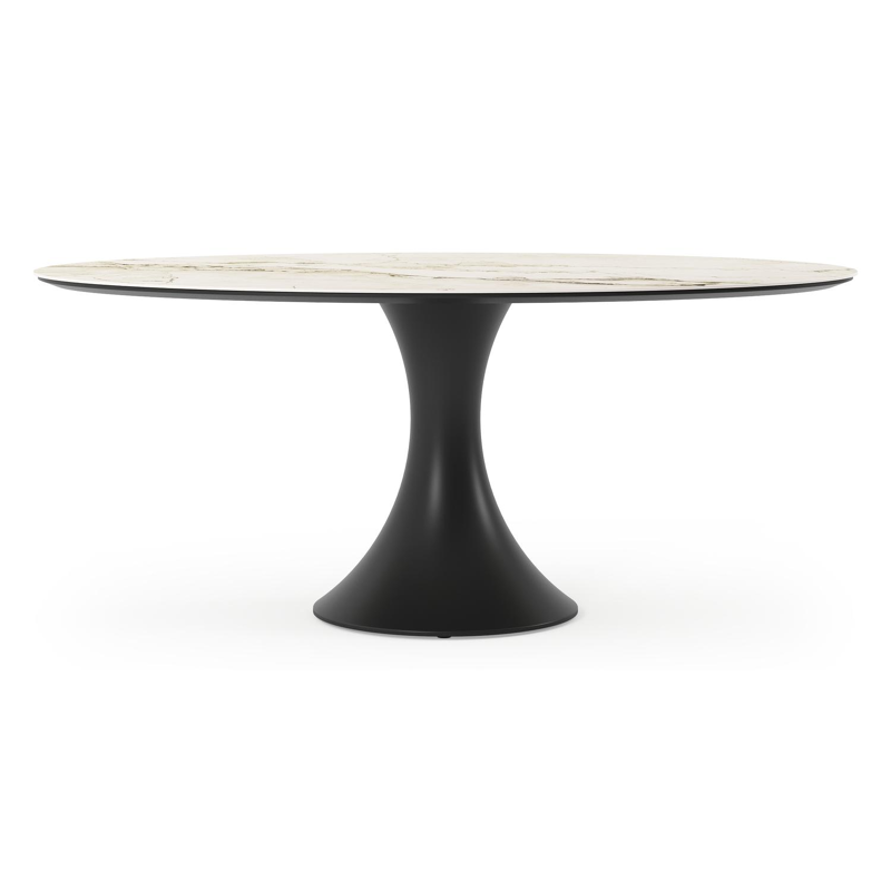 Fano tuintafel ovaal in zwart aluminium en volkeramiek colorado dunes - L 180 x B 110 x H 75 cm