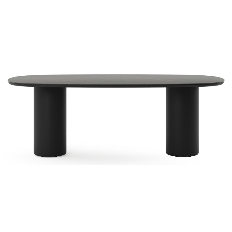 Amico tuintafel bombo in zwart aluminium en volkeramiek Calatorao - L 210 x B 110 x H 73.5 cm