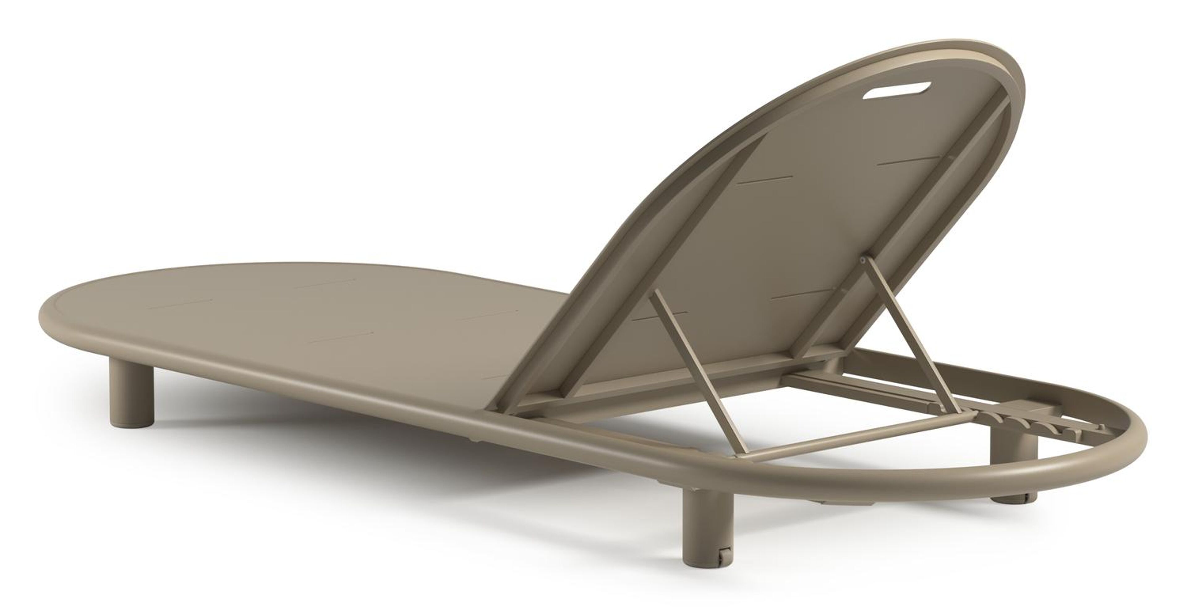 Chaise longue réglable Lomano en aluminium beige avec marbella ecru all weather cosytica coussin
