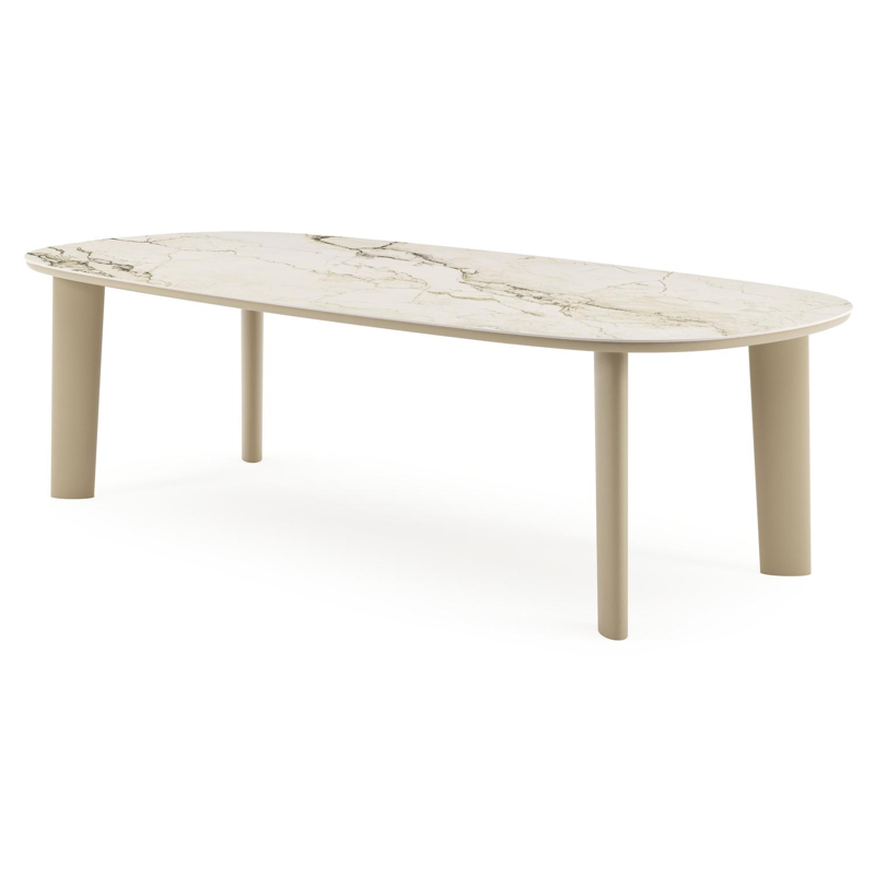 Amico tuintafel bombo in beige aluminium en volkeramiek Colorado Dunes - L 270 x B 125 x H 73.5 cm