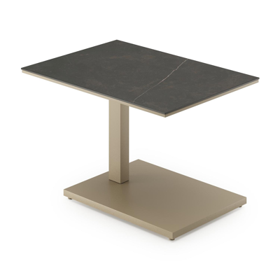 Cirello pop-up bijzettafel rechthoekig in beige aluminium en volkeramiek Calatorao - L 69.5 x B 50 x H 66 cm