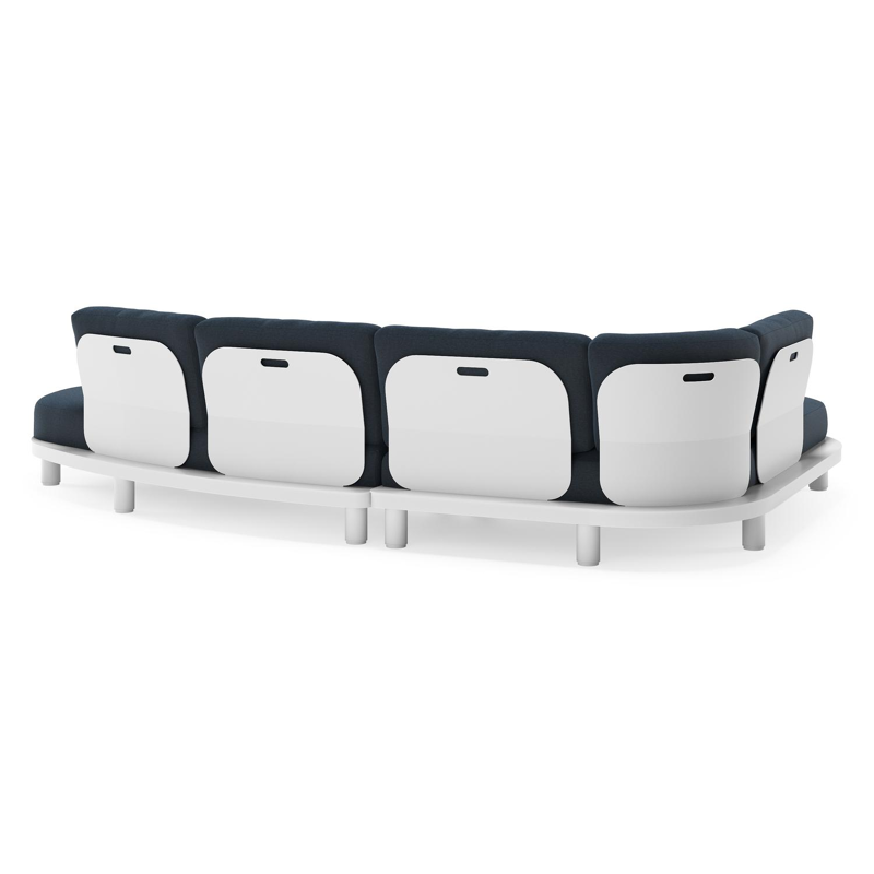 Donato loungehoek in wit aluminium met all weather sunbrella® luxe Heritage Indigo kussen