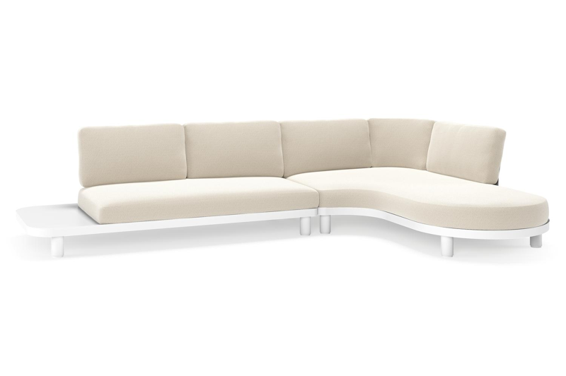 Donato loungehoek in wit aluminium met all weather sunbrella® luxe Lopi Marble kussen