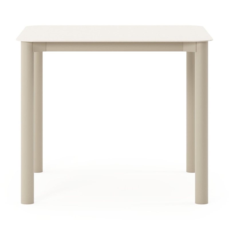 Orso tuintafel afgerond vierkant in beige aluminium en volkeramiek beige - L 90 x B 90 x H 75 cm