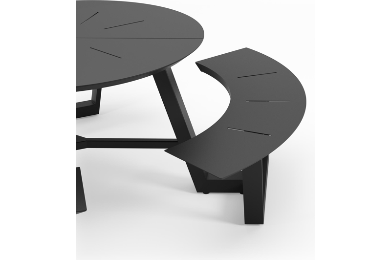 Rondino picknicktafel in zwart aluminium - Dia. 207 cm