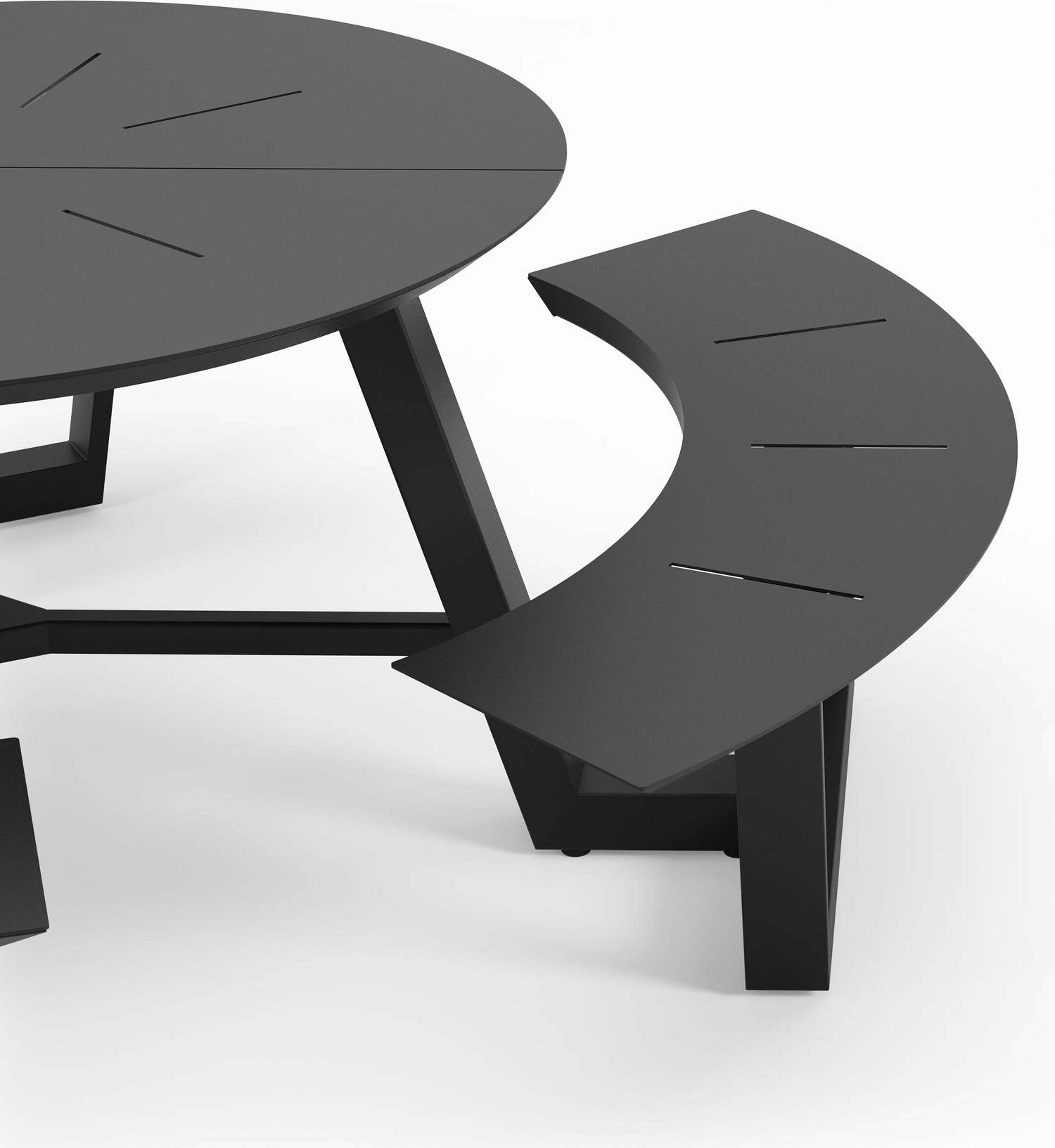 Rondino picknicktafel in zwart aluminium - Dia. 207 cm
