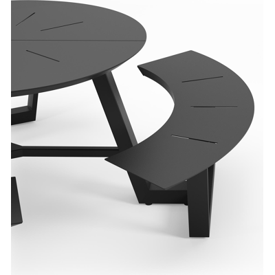 Rondino picknicktafel in zwart aluminium - Dia. 207 cm