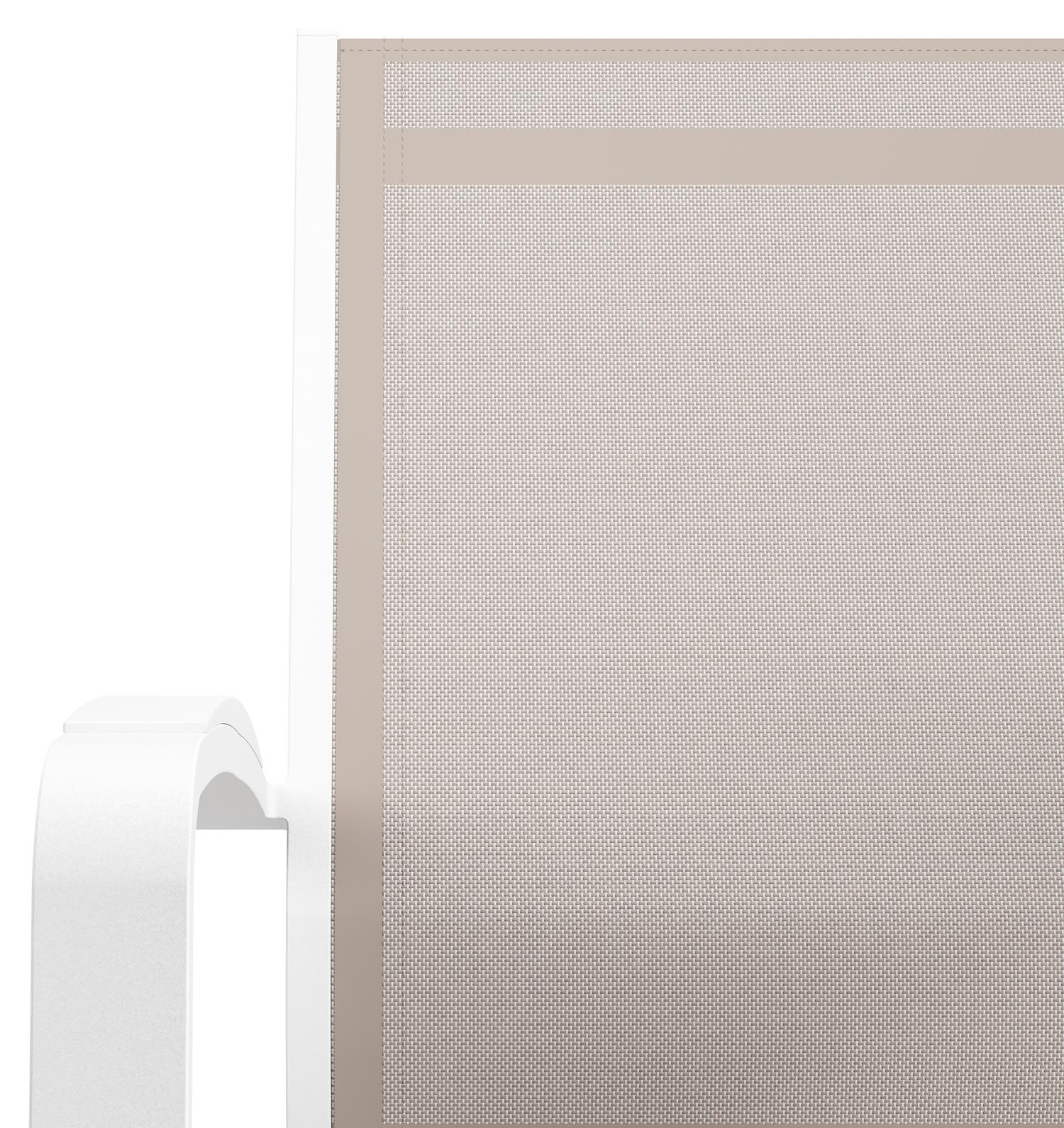 Chaise de jardin empilable Lioni en aluminium blanc et textilène simple beige 