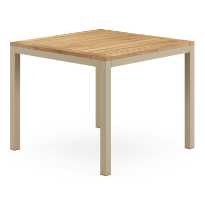 Feltro tuintafel vierkant in beige aluminium en teak Natural Finish - L 92 x B 92 x H 73 cm