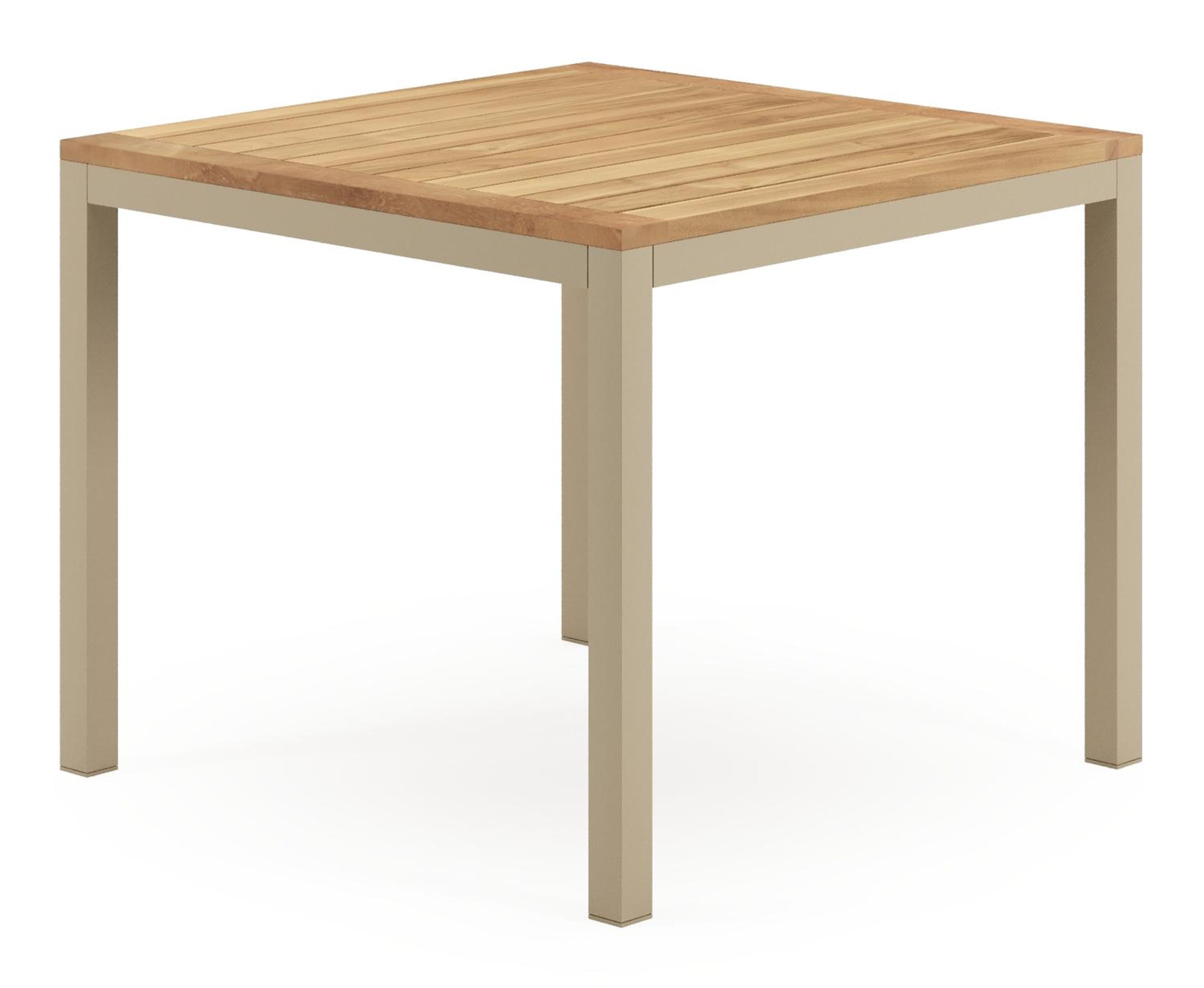Ensemble de jardin Feltro en aluminium beige et teck natural finish avec 2 chaises de jardin empilable Amalfi