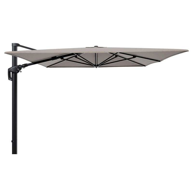 Minore zweefparasol tiltfunctie in zwart aluminium en parasoldoek in All Weather Solica Firenze Earth  - L1 400 x L2 300 cm (zonder voet)