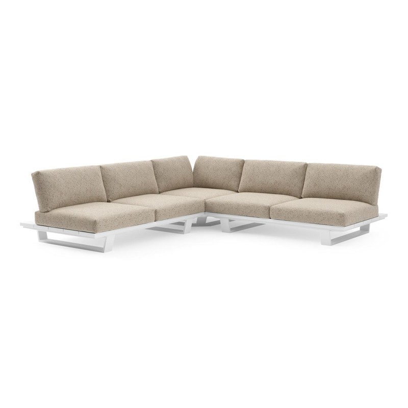 Pagino loungehoek in wit aluminium met bora jungle all weather cosytica kussen