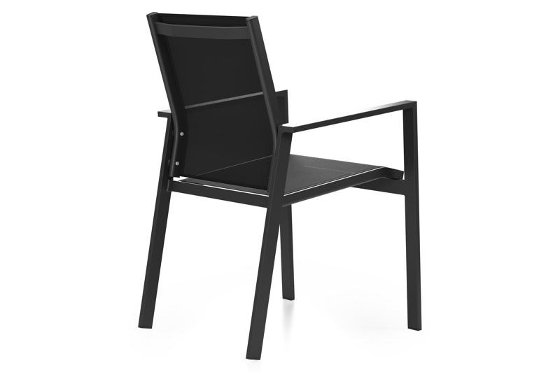 Bahia tuinset rechthoekig in zwart aluminium met 6 Bahia tuinstoelen