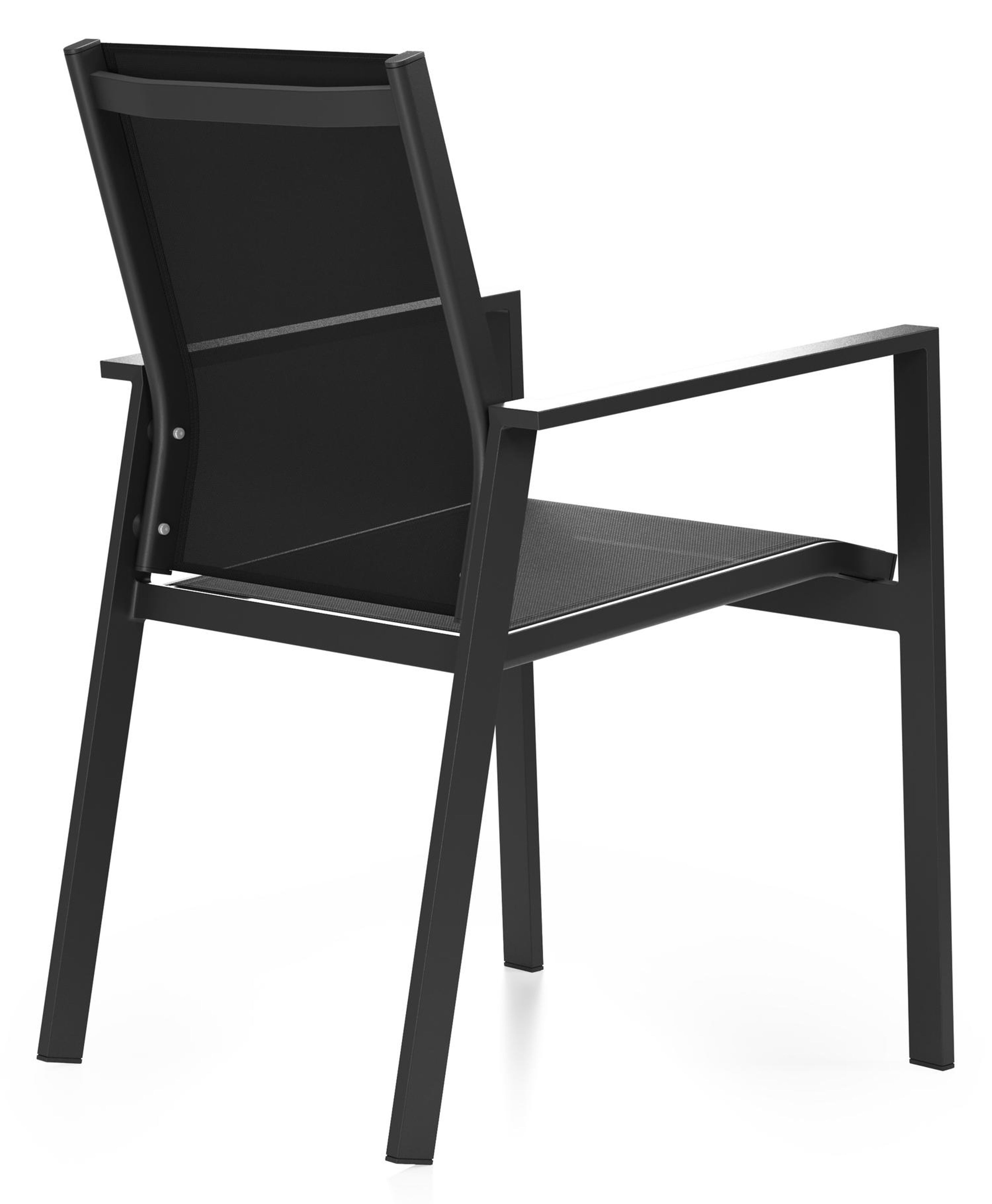 Bahia tuinstoel in zwart aluminium en zwart single textilene