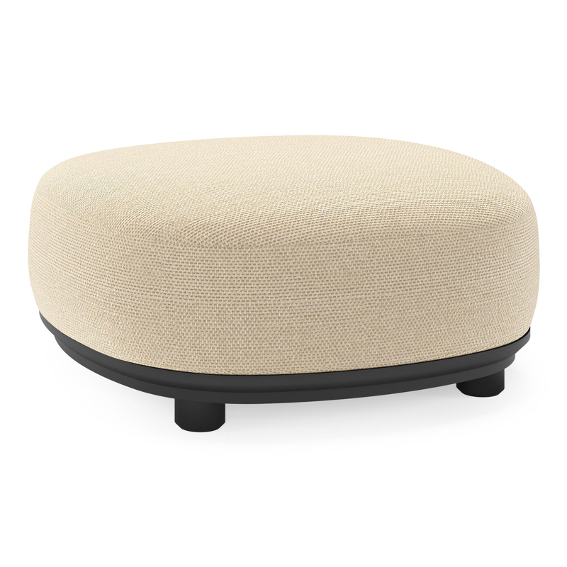 Vadelo poef in zwart aluminium met althea camel all weather cosytica kussen