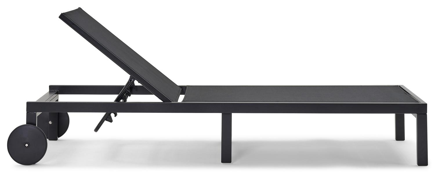 Alba verstelbaar ligbed in zwart aluminium met zwart textilene