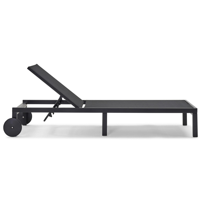 Alba verstelbaar ligbed in zwart aluminium met zwart textileen