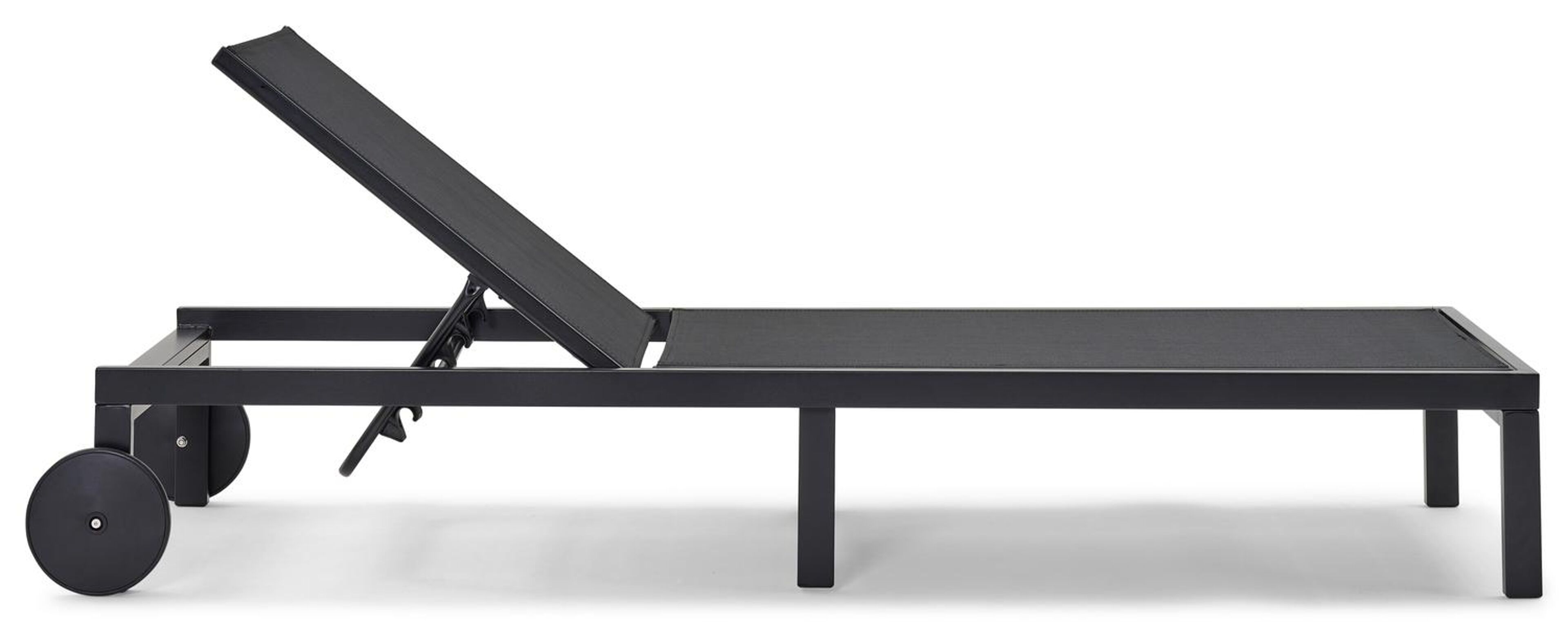 Alba verstelbaar ligbed in zwart aluminium met zwart textilene