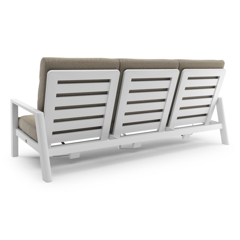 Cirello loungebank in wit aluminium met catania beige all weather cosytica kussen
