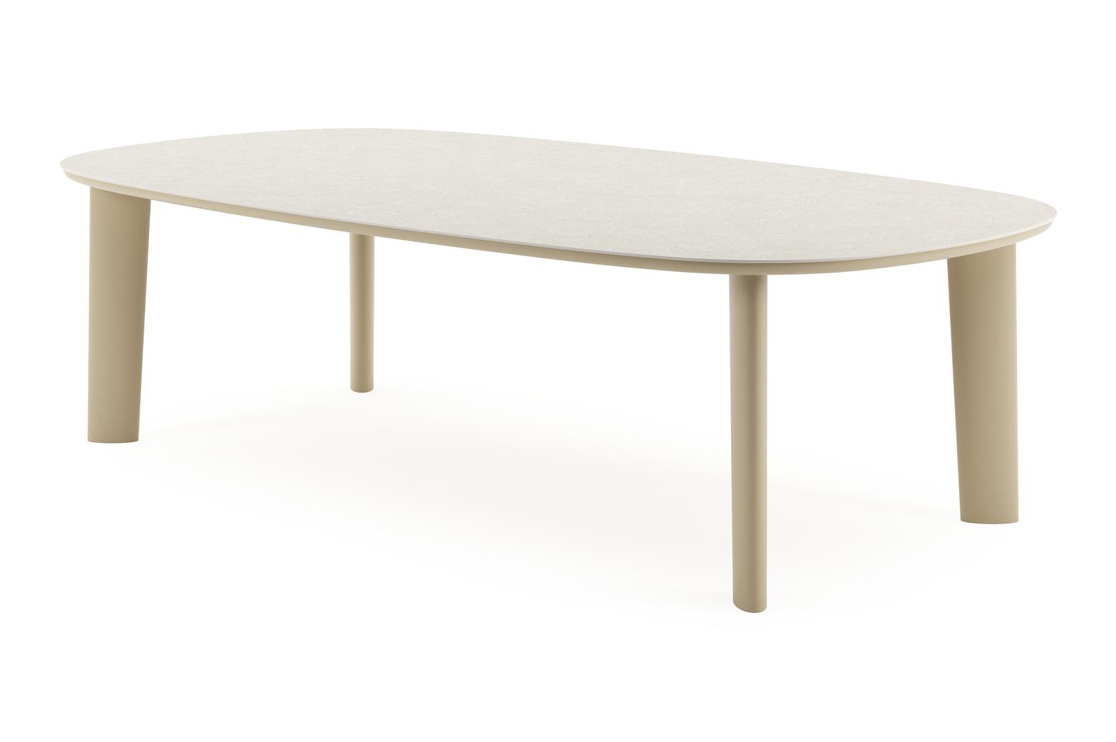 Amico tuintafel bombo xl in beige aluminium en volkeramiek Shilin - L 270 x B 148 x H 73.5 cm