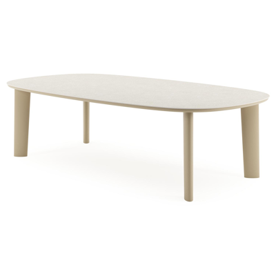 Amico tuintafel bombo xl in beige aluminium en volkeramiek Shilin - L 270 x B 148 x H 73.5 cm