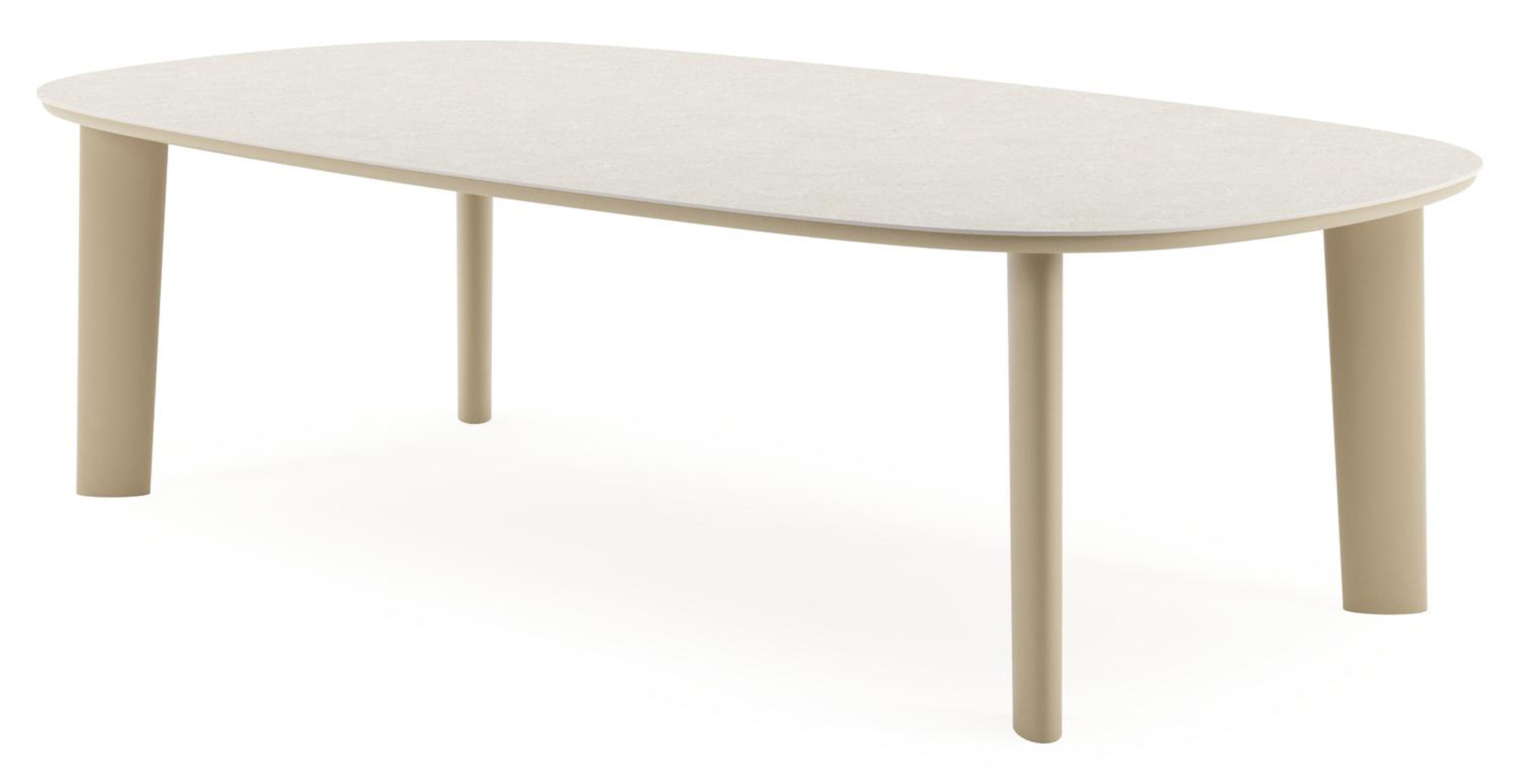 Table de jardin Amico bombo xl en aluminium beige et céramique pleine Shilin - Lg. 270 x Lrg. 148 x Haut. 73.5 cm