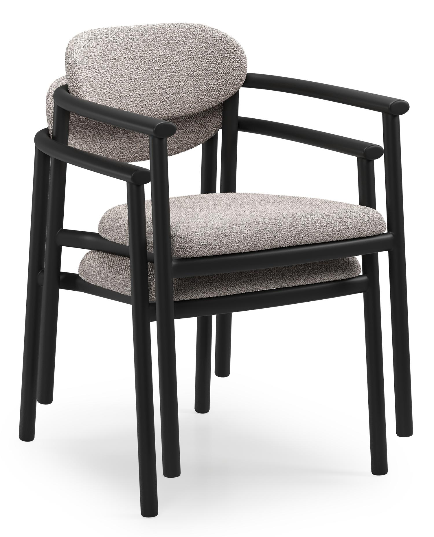 Chaise de jardin Ravo en aluminium noir et coussin en All Weather Sunbrella Luxe Wander Granite