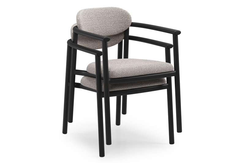 Ravo tuinstoel zwart in aluminium met All Weather Sunbrella Luxe Wander Granite kussen