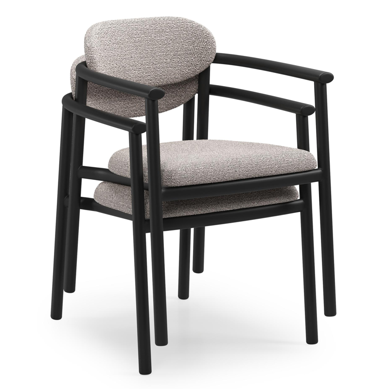 Chaise de jardin Ravo en aluminium noir et coussin en All Weather Sunbrella Luxe Wander Granite