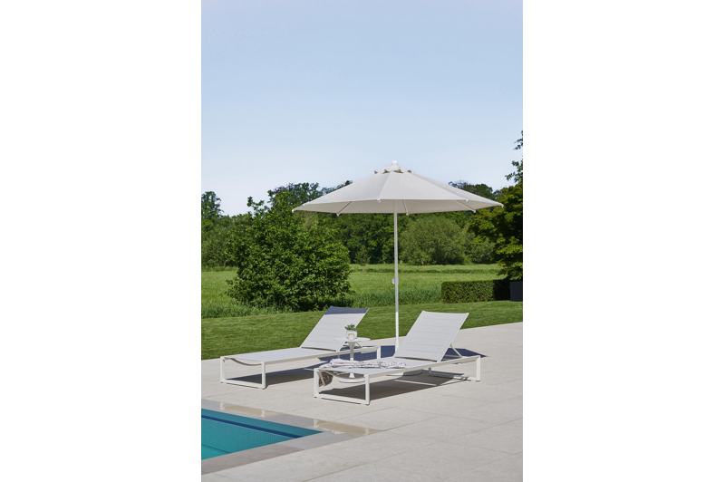 Cirello verstelbaar ligbed in wit aluminium met grijs comfort textilene