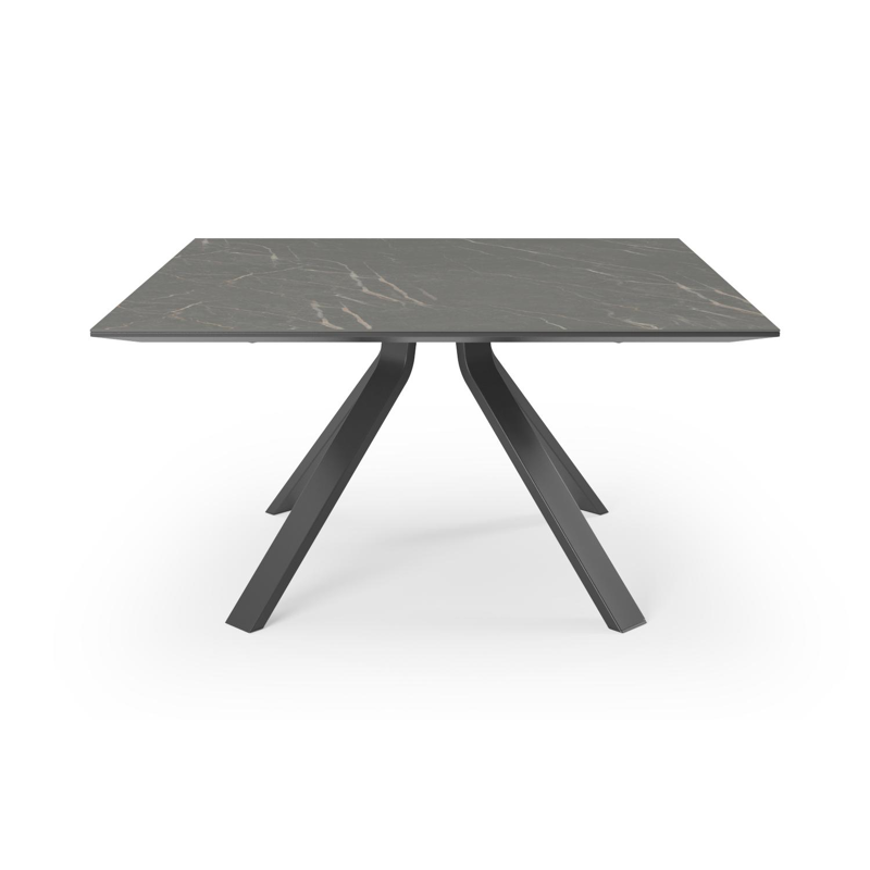 Cesano tuintafel in zwart aluminium en volkeramiek black obsession - L 148 x B 148 x H 74,5 cm
