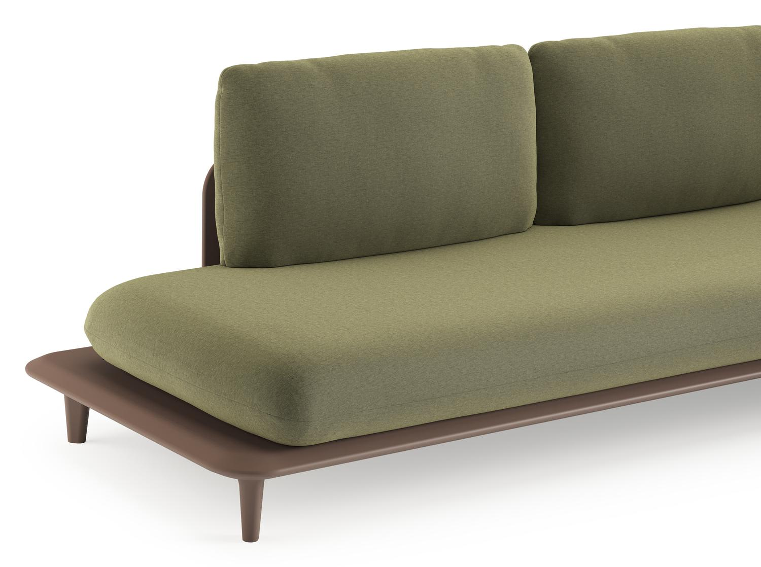 Bomero loungehoek in taupe aluminium met heritage leaf all weather sunbrella® luxe kussen