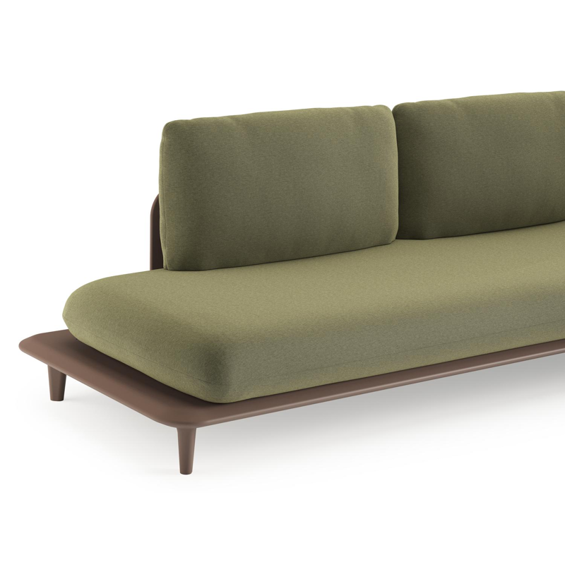 Bomero loungehoek in taupe aluminium met heritage leaf all weather sunbrella® luxe kussen