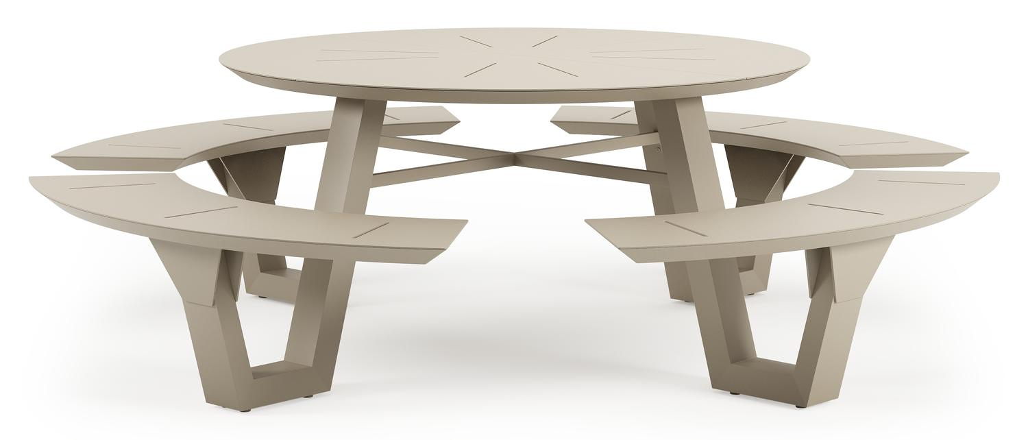 Rondino picknicktafel in beige aluminium - Dia. 236 cm