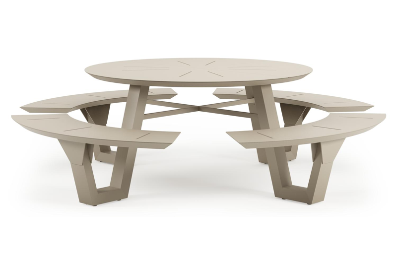 Rondino picknicktafel in beige aluminium - Dia. 236 cm