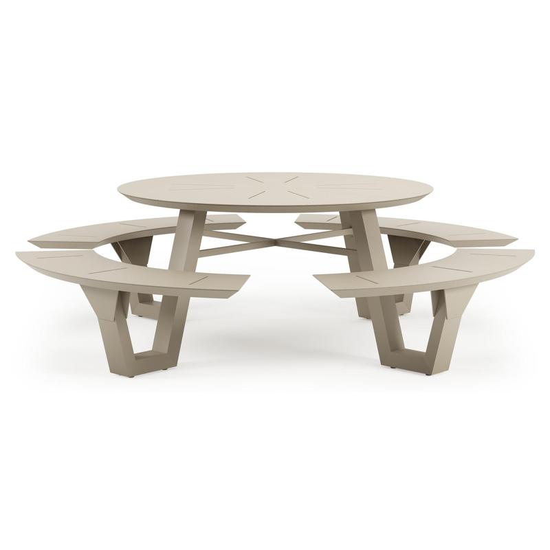 Rondino picknicktafel in beige aluminium - Dia. 236 cm