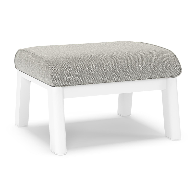 Cirello poef in wit aluminium met savane tunder all weather sunbrella® luxe kussen