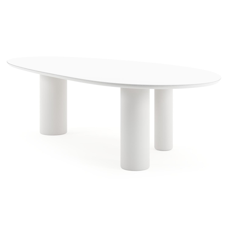 Amico tuintafel mango in wit aluminium en volkeramiek Arctic White - L 260 x B 130 x H 73.5 cm