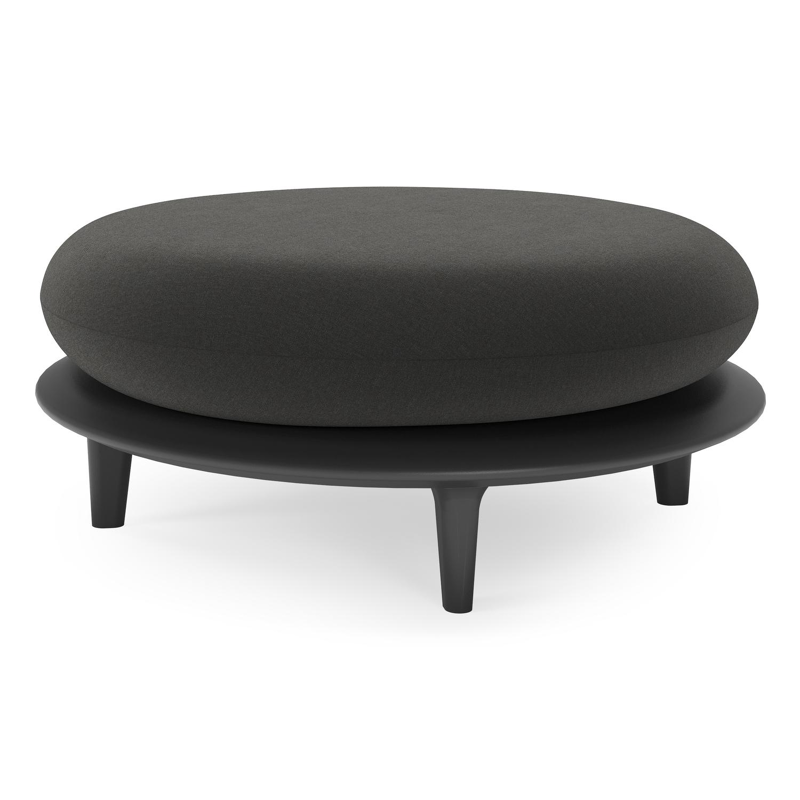 Bomero poef in zwart aluminium met natte sooty all weather sunbrella® luxe kussen