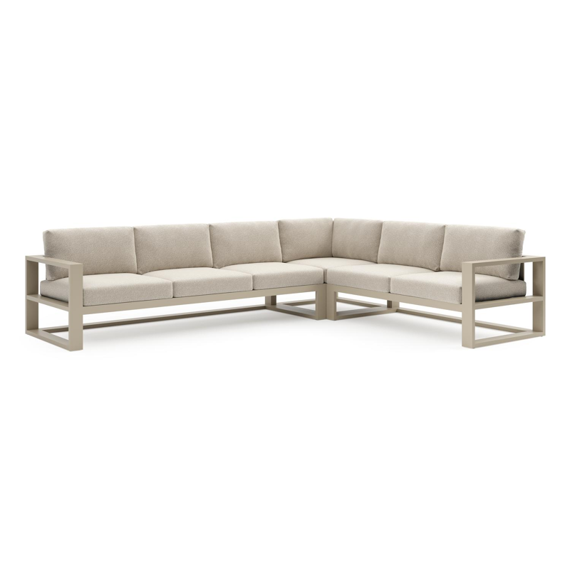 Verato loungehoek in beige aluminium met marbella ecru all weather cosytica kussen