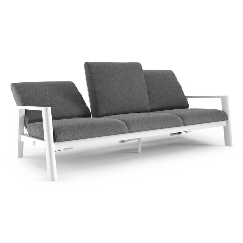 Canapé de jardin Cirello en aluminium blanc et coussins en all weather cosytica catania black