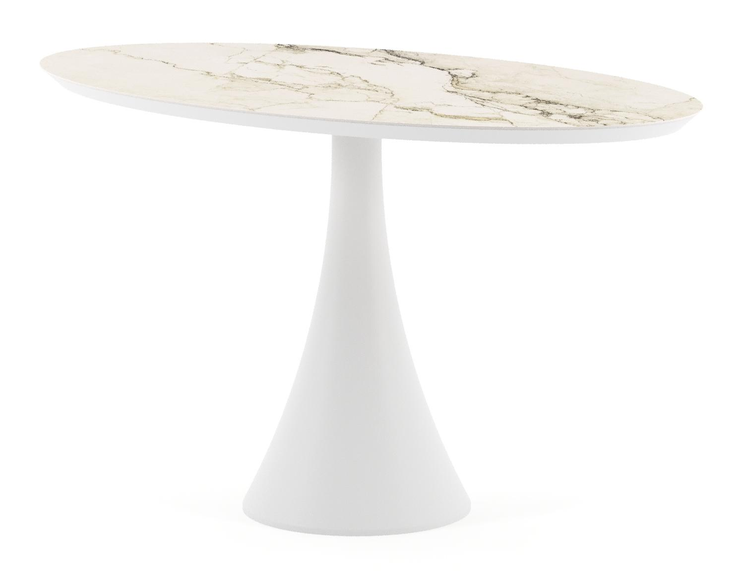 Fano tuintafel ovaal in wit aluminium en volkeramiek Colorado Dunes - L 140 x B 80 x H 74.5 cm